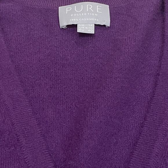 Pure Collection M Purple Cardigan | 100% Cashmere, Jewel Tone, Retail $300 - Picture 5 of 8